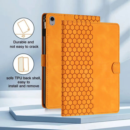 For iPad 2025 / 2022 Honeycomb Embossed Leather Smart Tablet Case(Yellow) - iPad 2025 / 2022 Cases by buy2fix | Online Shopping UK | buy2fix