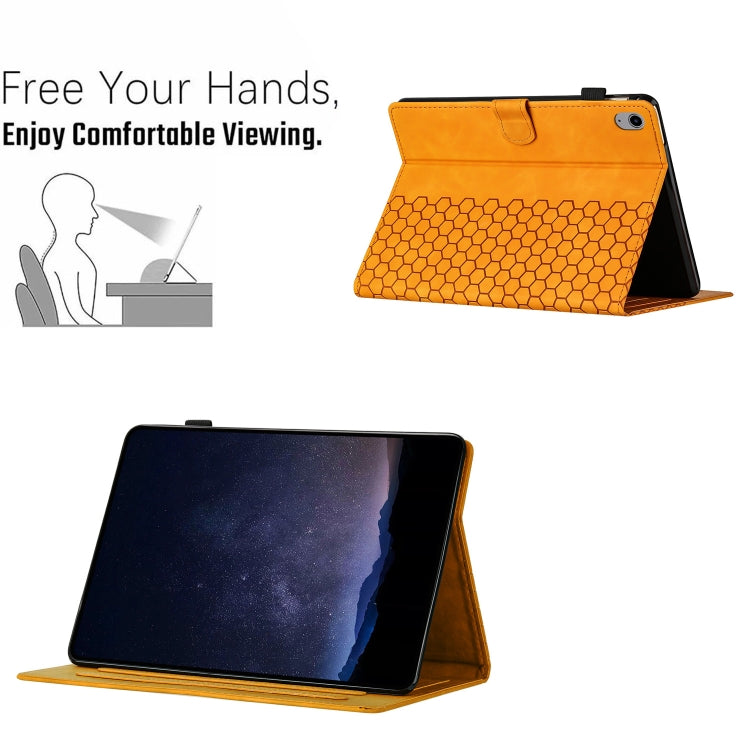 For iPad 2025 / 2022 Honeycomb Embossed Leather Smart Tablet Case(Yellow) - iPad 2025 / 2022 Cases by buy2fix | Online Shopping UK | buy2fix