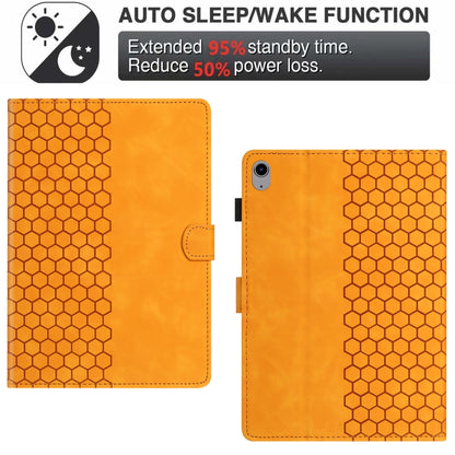 For iPad 2025 / 2022 Honeycomb Embossed Leather Smart Tablet Case(Yellow) - iPad 2025 / 2022 Cases by buy2fix | Online Shopping UK | buy2fix