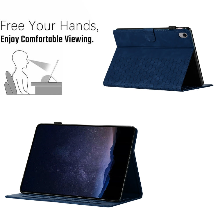 For iPad 2025 / 2022 Honeycomb Embossed Leather Smart Tablet Case(Blue) - iPad 2025 / 2022 Cases by buy2fix | Online Shopping UK | buy2fix