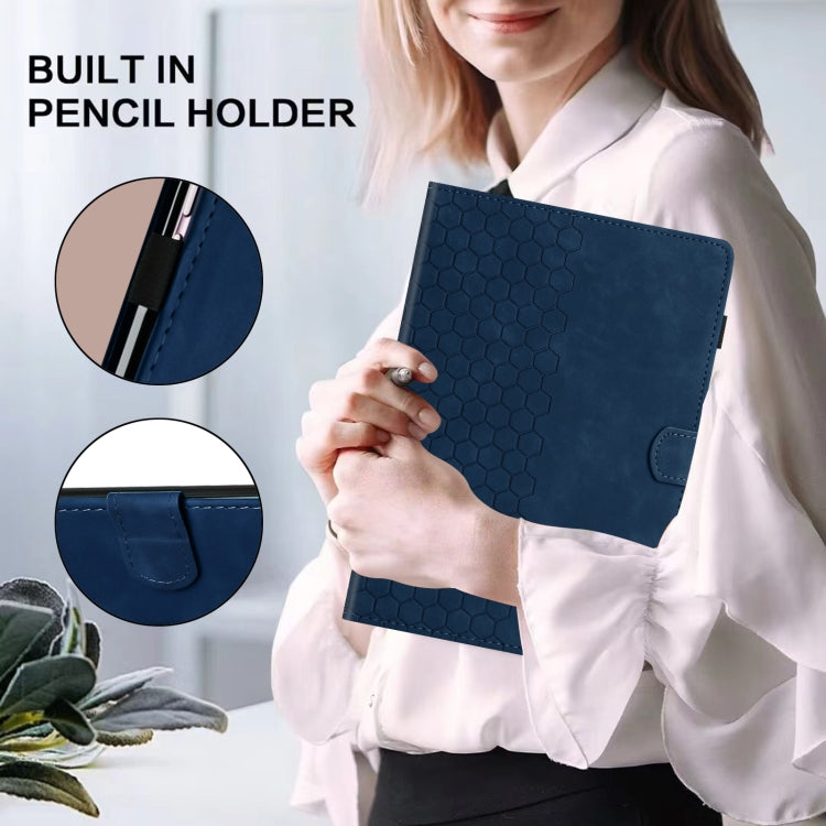 For iPad 2025 / 2022 Honeycomb Embossed Leather Smart Tablet Case(Blue) - iPad 2025 / 2022 Cases by buy2fix | Online Shopping UK | buy2fix