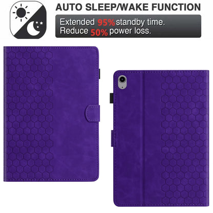 For iPad 2025 / 2022 Honeycomb Embossed Leather Smart Tablet Case(Purple) - iPad 2025 / 2022 Cases by buy2fix | Online Shopping UK | buy2fix
