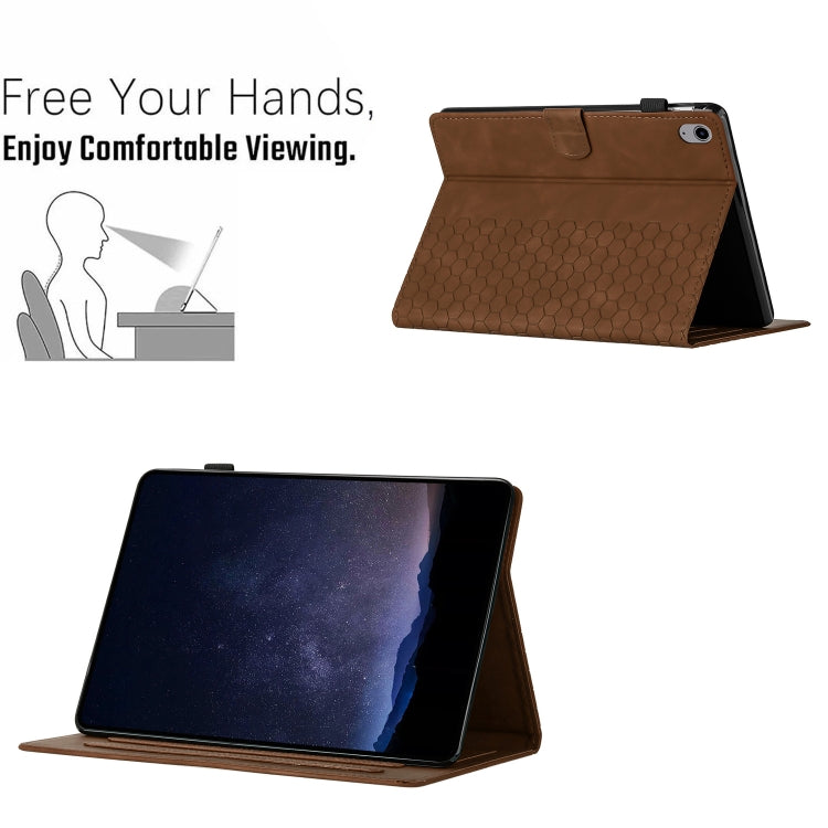 For iPad 2025 / 2022 Honeycomb Embossed Leather Smart Tablet Case(Brown) - iPad 2025 / 2022 Cases by buy2fix | Online Shopping UK | buy2fix
