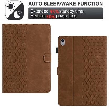 For iPad 2025 / 2022 Honeycomb Embossed Leather Smart Tablet Case(Brown) - iPad 2025 / 2022 Cases by buy2fix | Online Shopping UK | buy2fix