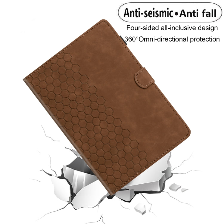 For iPad 2025 / 2022 Honeycomb Embossed Leather Smart Tablet Case(Brown) - iPad 2025 / 2022 Cases by buy2fix | Online Shopping UK | buy2fix