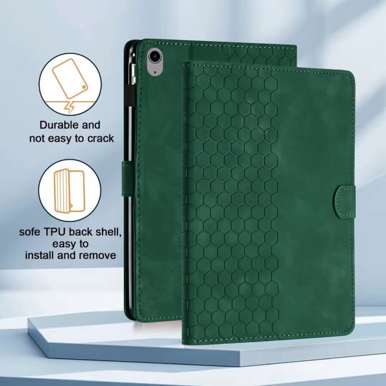 For iPad 2025 / 2022 Honeycomb Embossed Leather Smart Tablet Case(Green) - iPad 2025 / 2022 Cases by buy2fix | Online Shopping UK | buy2fix
