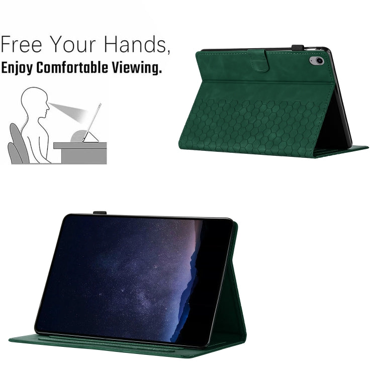 For iPad 2025 / 2022 Honeycomb Embossed Leather Smart Tablet Case(Green) - iPad 2025 / 2022 Cases by buy2fix | Online Shopping UK | buy2fix