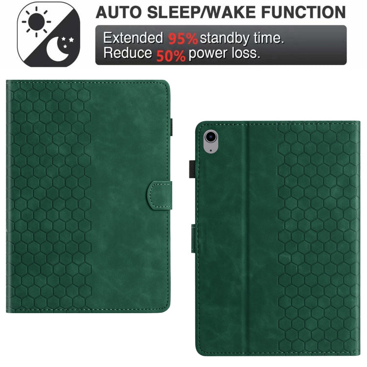 For iPad 2025 / 2022 Honeycomb Embossed Leather Smart Tablet Case(Green) - iPad 2025 / 2022 Cases by buy2fix | Online Shopping UK | buy2fix