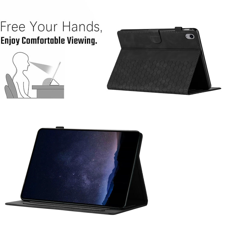 For iPad 2025 / 2022 Honeycomb Embossed Leather Smart Tablet Case(Black) - iPad 2025 / 2022 Cases by buy2fix | Online Shopping UK | buy2fix