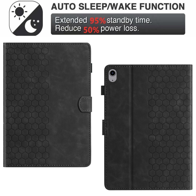 For iPad 2025 / 2022 Honeycomb Embossed Leather Smart Tablet Case(Black) - iPad 2025 / 2022 Cases by buy2fix | Online Shopping UK | buy2fix