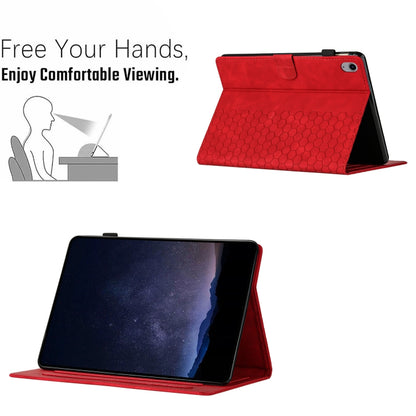 For iPad 2025 / 2022 Honeycomb Embossed Leather Smart Tablet Case(Red) - iPad 2025 / 2022 Cases by buy2fix | Online Shopping UK | buy2fix