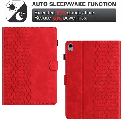 For iPad 2025 / 2022 Honeycomb Embossed Leather Smart Tablet Case(Red) - iPad 2025 / 2022 Cases by buy2fix | Online Shopping UK | buy2fix