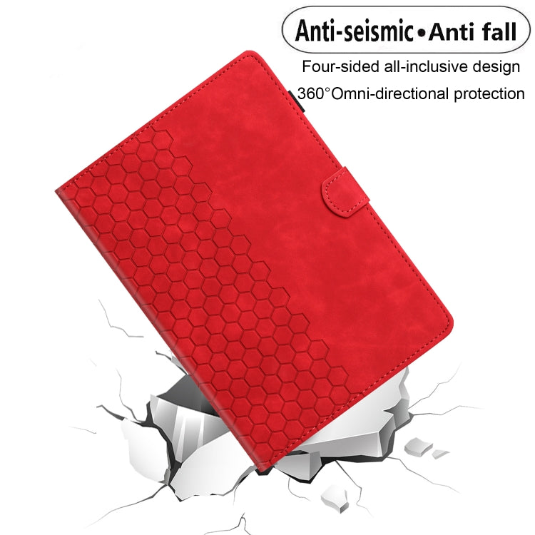 For iPad 2025 / 2022 Honeycomb Embossed Leather Smart Tablet Case(Red) - iPad 2025 / 2022 Cases by buy2fix | Online Shopping UK | buy2fix