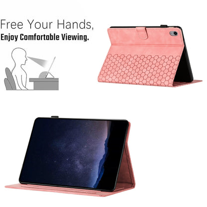 For iPad 2025 / 2022 Honeycomb Embossed Leather Smart Tablet Case(Pink) - iPad 2025 / 2022 Cases by buy2fix | Online Shopping UK | buy2fix
