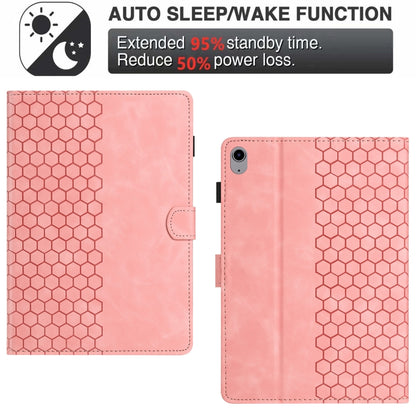 For iPad 2025 / 2022 Honeycomb Embossed Leather Smart Tablet Case(Pink) - iPad 2025 / 2022 Cases by buy2fix | Online Shopping UK | buy2fix