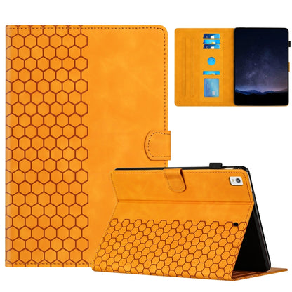 For iPad 10.2 2021 / 2020 / 10.5 2019 Honeycomb Embossed Leather Smart Tablet Case(Yellow) - iPad 10.2 Cases by buy2fix | Online Shopping UK | buy2fix