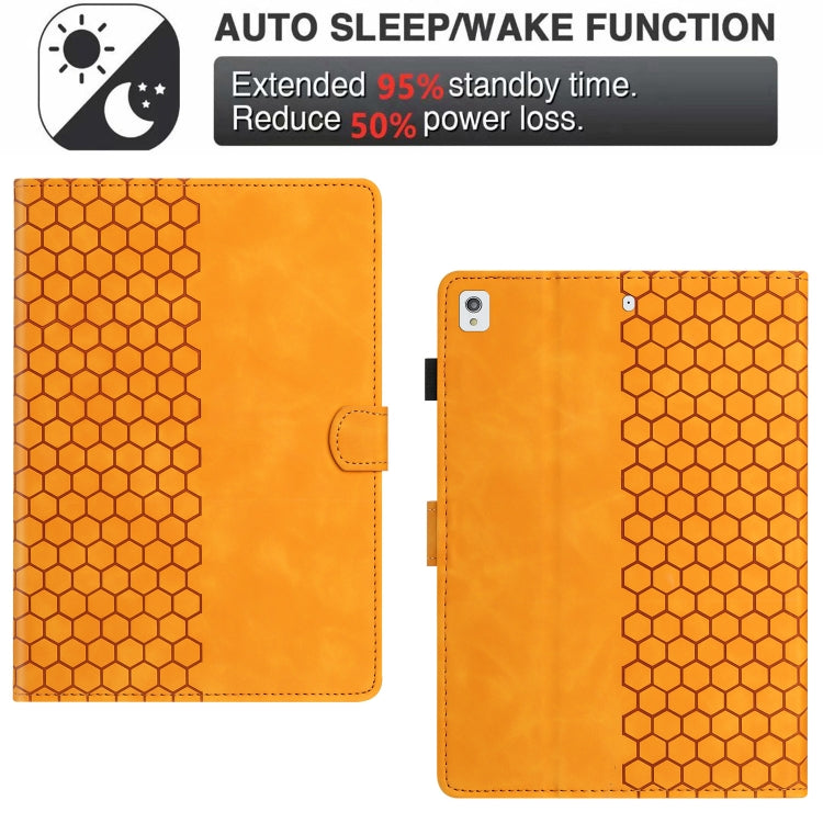 For iPad 10.2 2021 / 2020 / 10.5 2019 Honeycomb Embossed Leather Smart Tablet Case(Yellow) - iPad 10.2 Cases by buy2fix | Online Shopping UK | buy2fix