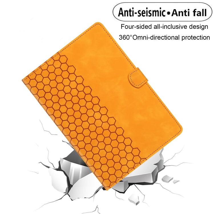 For iPad 10.2 2021 / 2020 / 10.5 2019 Honeycomb Embossed Leather Smart Tablet Case(Yellow) - iPad 10.2 Cases by buy2fix | Online Shopping UK | buy2fix