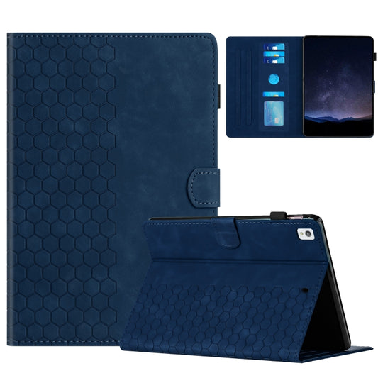 For iPad 10.2 2021 / 2020 / 10.5 2019 Honeycomb Embossed Leather Smart Tablet Case(Blue) - iPad 10.2 Cases by buy2fix | Online Shopping UK | buy2fix