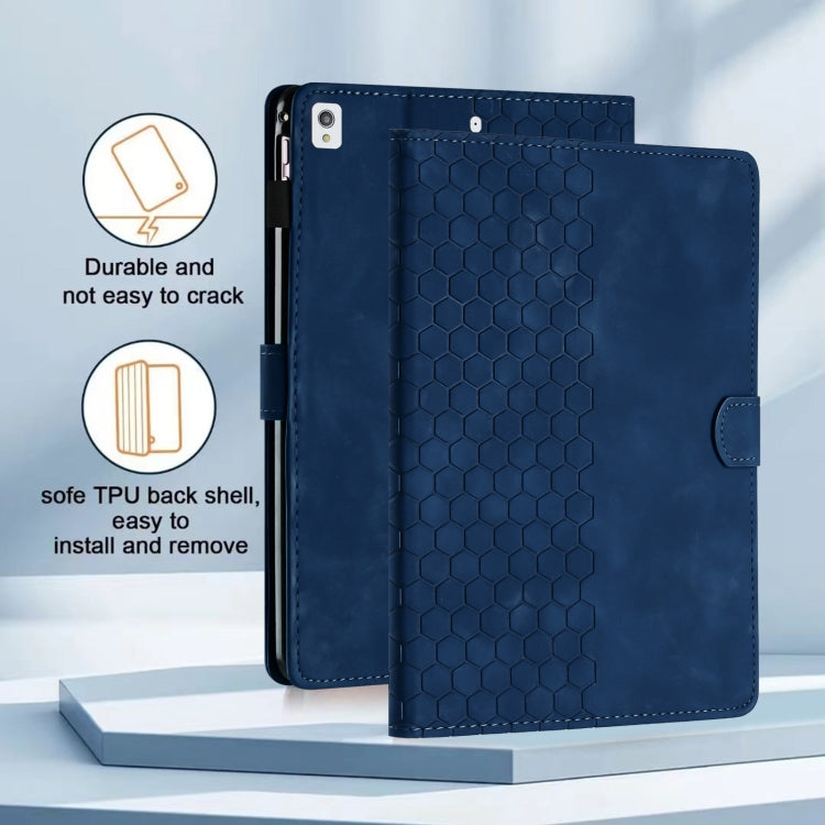 For iPad 10.2 2021 / 2020 / 10.5 2019 Honeycomb Embossed Leather Smart Tablet Case(Blue) - iPad 10.2 Cases by buy2fix | Online Shopping UK | buy2fix