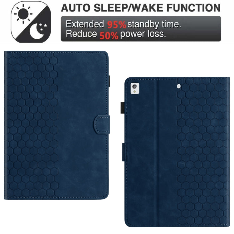 For iPad 10.2 2021 / 2020 / 10.5 2019 Honeycomb Embossed Leather Smart Tablet Case(Blue) - iPad 10.2 Cases by buy2fix | Online Shopping UK | buy2fix