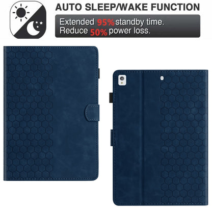 For iPad 10.2 2021 / 2020 / 10.5 2019 Honeycomb Embossed Leather Smart Tablet Case(Blue) - iPad 10.2 Cases by buy2fix | Online Shopping UK | buy2fix