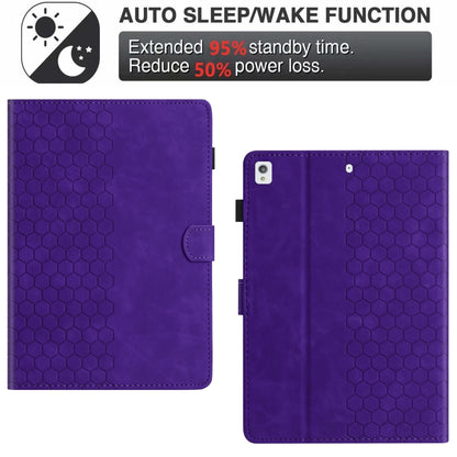 For iPad 10.2 2021 / 2020 / 10.5 2019 Honeycomb Embossed Leather Smart Tablet Case(Purple) - iPad 10.2 Cases by buy2fix | Online Shopping UK | buy2fix