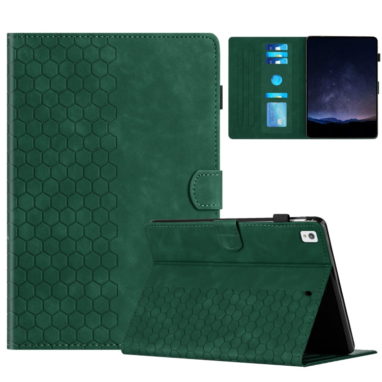 For iPad 10.2 2021 / 2020 / 10.5 2019 Honeycomb Embossed Leather Smart Tablet Case(Green) - iPad 10.2 Cases by buy2fix | Online Shopping UK | buy2fix