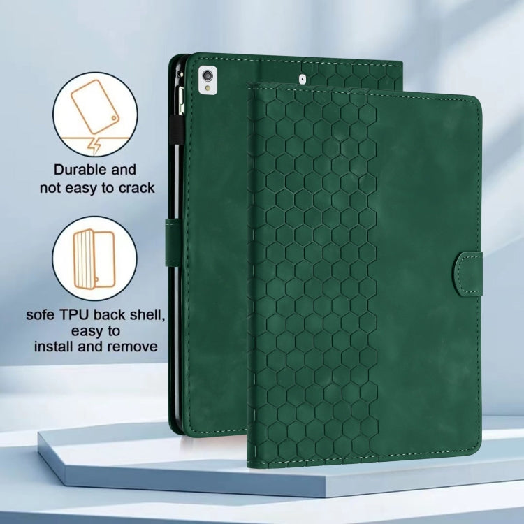 For iPad 10.2 2021 / 2020 / 10.5 2019 Honeycomb Embossed Leather Smart Tablet Case(Green) - iPad 10.2 Cases by buy2fix | Online Shopping UK | buy2fix
