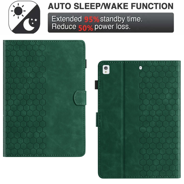 For iPad 10.2 2021 / 2020 / 10.5 2019 Honeycomb Embossed Leather Smart Tablet Case(Green) - iPad 10.2 Cases by buy2fix | Online Shopping UK | buy2fix