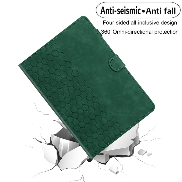 For iPad 10.2 2021 / 2020 / 10.5 2019 Honeycomb Embossed Leather Smart Tablet Case(Green) - iPad 10.2 Cases by buy2fix | Online Shopping UK | buy2fix