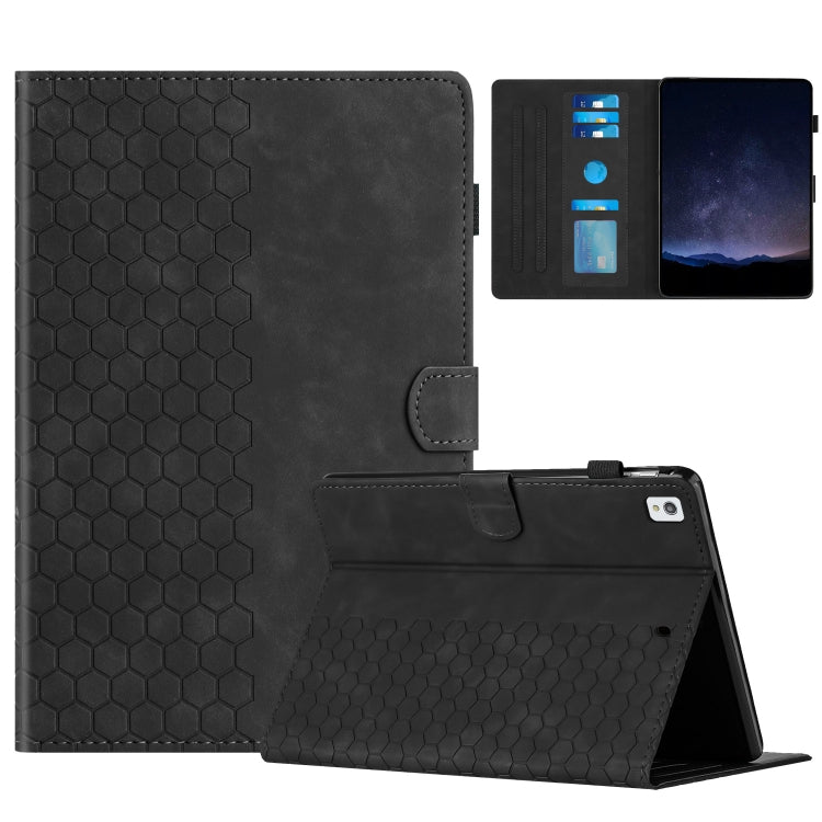 For iPad 10.2 2021 / 2020 / 10.5 2019 Honeycomb Embossed Leather Smart Tablet Case(Black) - iPad 10.2 Cases by buy2fix | Online Shopping UK | buy2fix