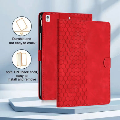 For iPad 10.2 2021 / 2020 / 10.5 2019 Honeycomb Embossed Leather Smart Tablet Case(Red) - iPad 10.2 Cases by buy2fix | Online Shopping UK | buy2fix