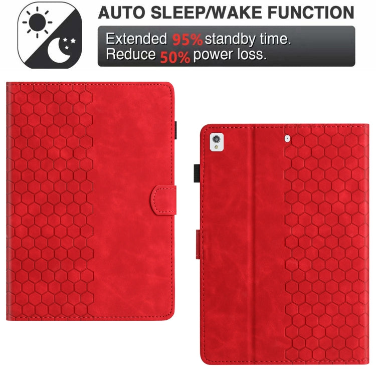 For iPad 10.2 2021 / 2020 / 10.5 2019 Honeycomb Embossed Leather Smart Tablet Case(Red) - iPad 10.2 Cases by buy2fix | Online Shopping UK | buy2fix