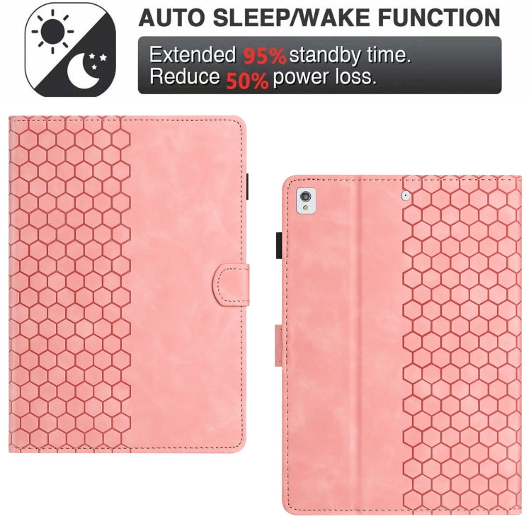 For iPad 10.2 2021 / 2020 / 10.5 2019 Honeycomb Embossed Leather Smart Tablet Case(Pink) - iPad 10.2 Cases by buy2fix | Online Shopping UK | buy2fix