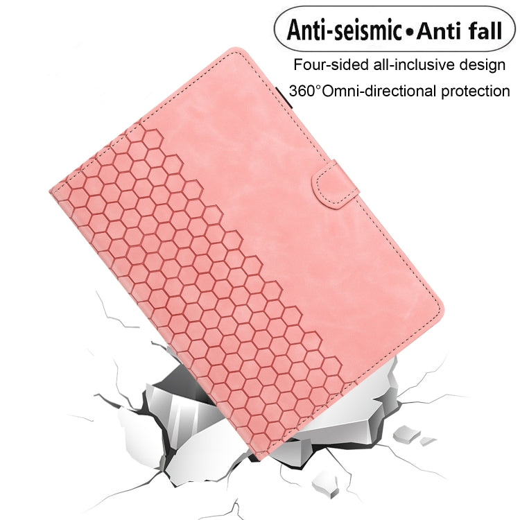 For iPad 10.2 2021 / 2020 / 10.5 2019 Honeycomb Embossed Leather Smart Tablet Case(Pink) - iPad 10.2 Cases by buy2fix | Online Shopping UK | buy2fix