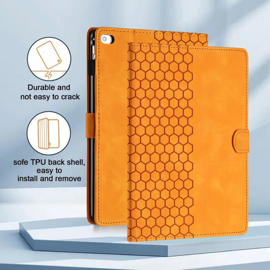 For iPad Pro 9.7 / 9.7 2018 / 2017 Honeycomb Embossed Leather Smart Tablet Case(Yellow) - iPad 9.7 (2018) & (2017) Cases by buy2fix | Online Shopping UK | buy2fix