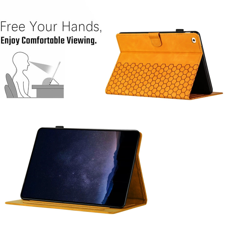 For iPad Pro 9.7 / 9.7 2018 / 2017 Honeycomb Embossed Leather Smart Tablet Case(Yellow) - iPad 9.7 (2018) & (2017) Cases by buy2fix | Online Shopping UK | buy2fix