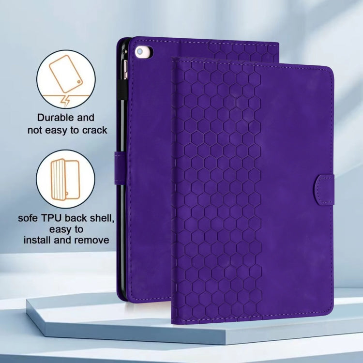 For iPad Pro 9.7 / 9.7 2018 / 2017 Honeycomb Embossed Leather Smart Tablet Case(Purple) - iPad 9.7 (2018) & (2017) Cases by buy2fix | Online Shopping UK | buy2fix