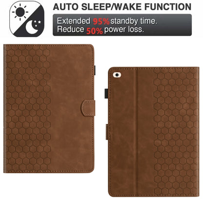 For iPad Pro 9.7 / 9.7 2018 / 2017 Honeycomb Embossed Leather Smart Tablet Case(Brown) - iPad 9.7 (2018) & (2017) Cases by buy2fix | Online Shopping UK | buy2fix
