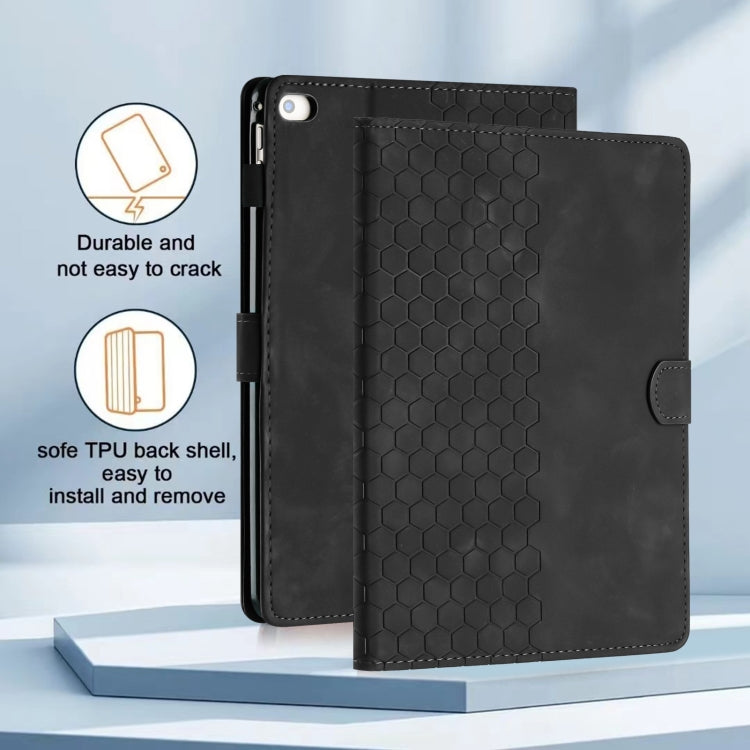 For iPad Pro 9.7 / 9.7 2018 / 2017 Honeycomb Embossed Leather Smart Tablet Case(Black) - iPad 9.7 (2018) & (2017) Cases by buy2fix | Online Shopping UK | buy2fix