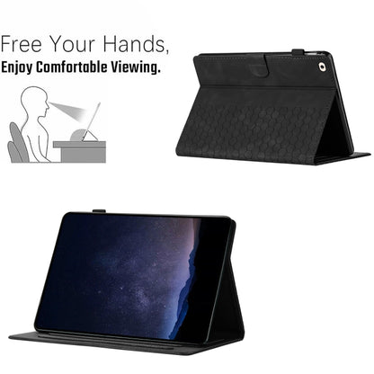For iPad Pro 9.7 / 9.7 2018 / 2017 Honeycomb Embossed Leather Smart Tablet Case(Black) - iPad 9.7 (2018) & (2017) Cases by buy2fix | Online Shopping UK | buy2fix