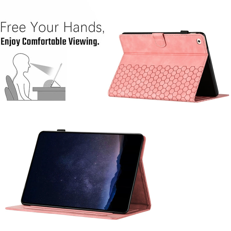 For iPad Pro 9.7 / 9.7 2018 / 2017 Honeycomb Embossed Leather Smart Tablet Case(Pink) - iPad 9.7 (2018) & (2017) Cases by buy2fix | Online Shopping UK | buy2fix