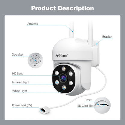 SriHome SH061 2MP AI Humanoid Tracking Infrared Night Vision Camera(US Plug) - Wireless Camera by SriHome | Online Shopping UK | buy2fix