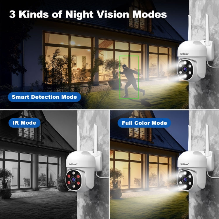 SriHome SH061 2MP AI Humanoid Tracking Infrared Night Vision Camera(EU Plug) - Wireless Camera by SriHome | Online Shopping UK | buy2fix