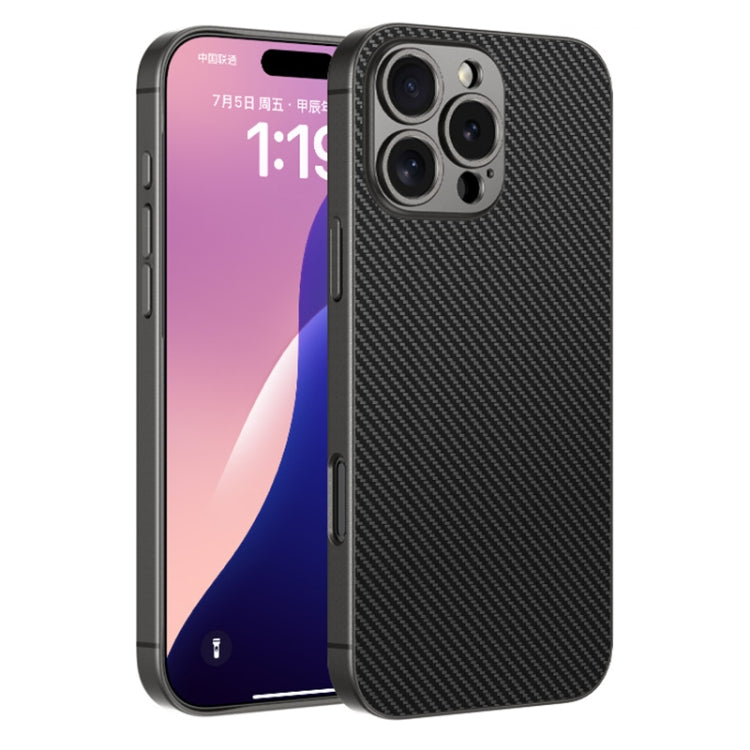 For iPhone 16 Pro GKK Metal Paint Skin Feel Leather Full Coverage Phone Case(Carbon Fibre) - iPhone 16 Pro Cases by GKK | Online Shopping UK | buy2fix