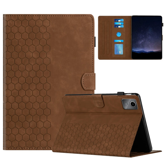 For Lenovo Tab M11 / Xiaoxin Pad 2024 Honeycomb Embossed Leather Smart Tablet Case(Brown) - Lenovo by buy2fix | Online Shopping UK | buy2fix