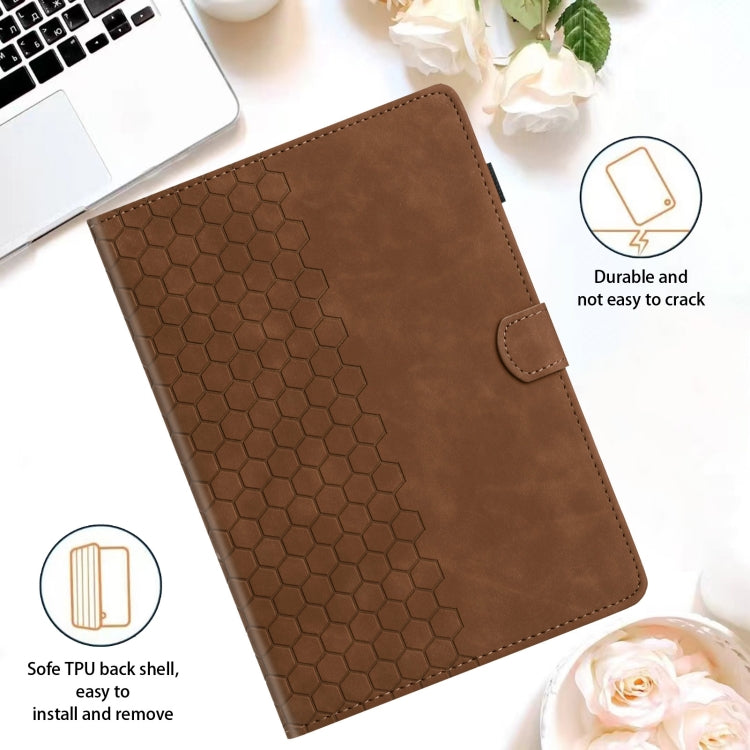 For Lenovo Tab M11 / Xiaoxin Pad 2024 Honeycomb Embossed Leather Smart Tablet Case(Brown) - Lenovo by buy2fix | Online Shopping UK | buy2fix