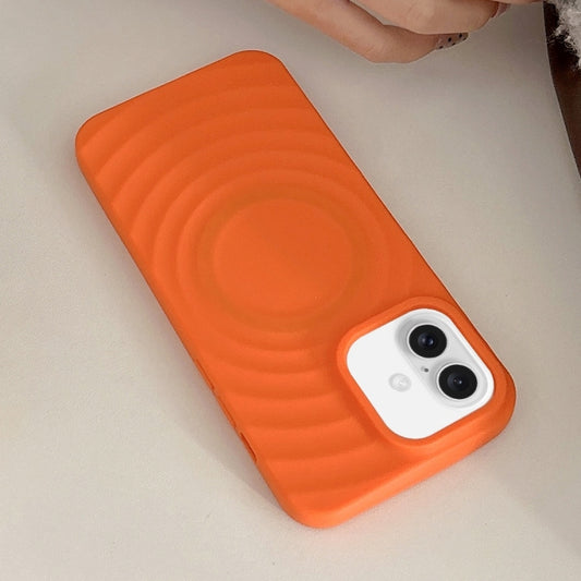 For iPhone 16 Plus Frosted Wave Texture MagSafe Magnetic TPU Phone Case(Orange) - iPhone 16 Plus Cases by buy2fix | Online Shopping UK | buy2fix