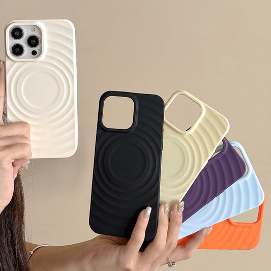 For iPhone 16 Frosted Wave Texture MagSafe Magnetic TPU Phone Case(White) by buy2fix